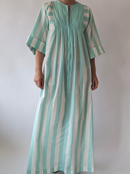 Vintage Aqua Striped Muumuu