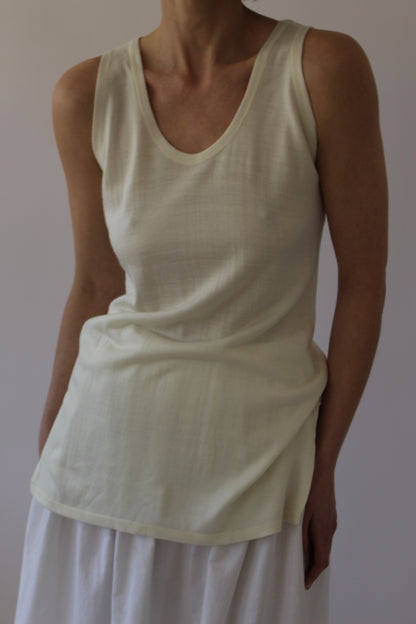 Vintage Cream Thin Wool Knit Tank