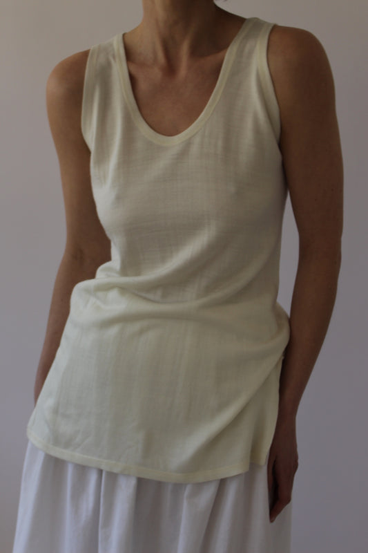 Vintage Cream Thin Wool Knit Tank