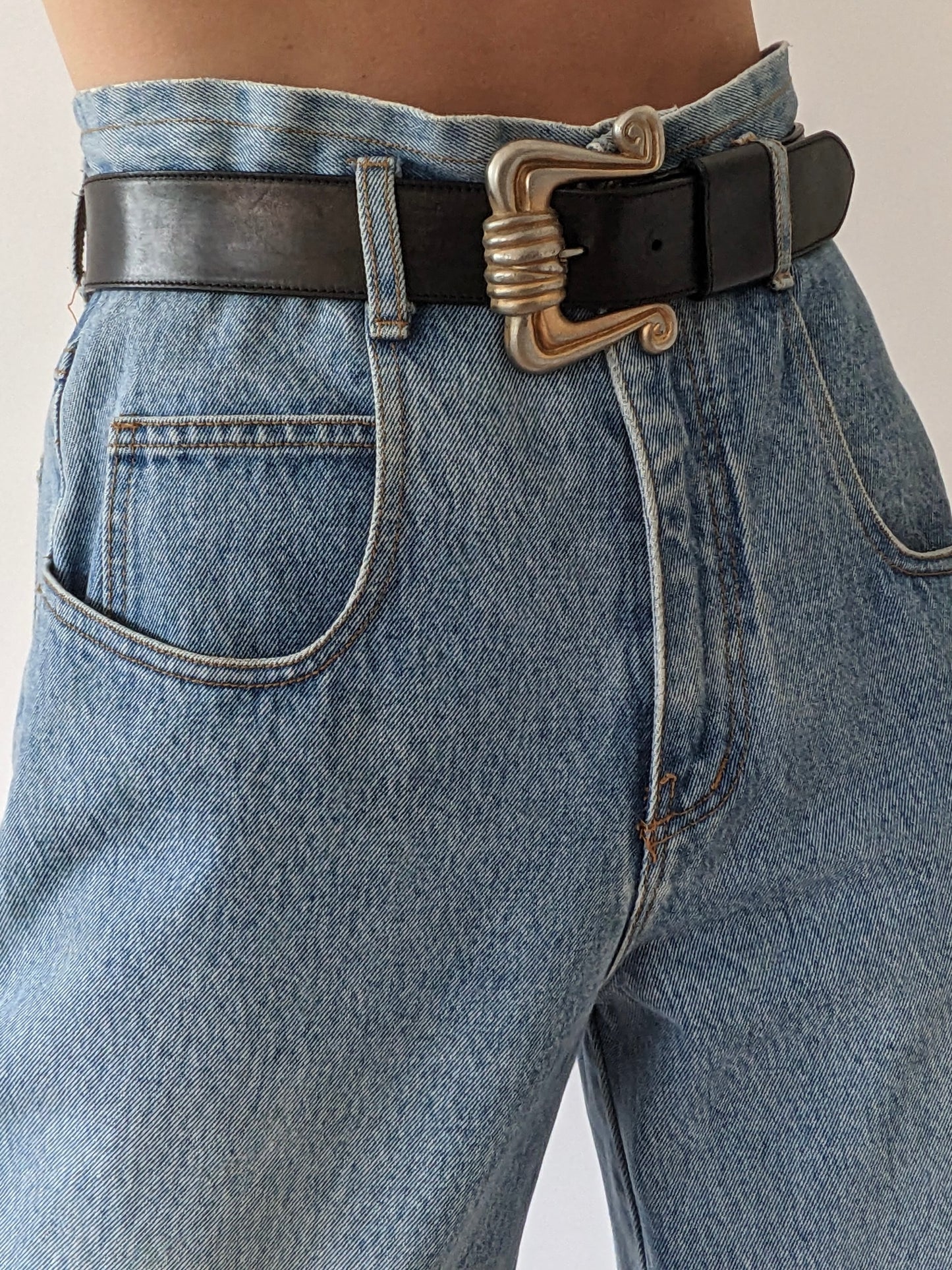Statement Vintage Black Leather Belt