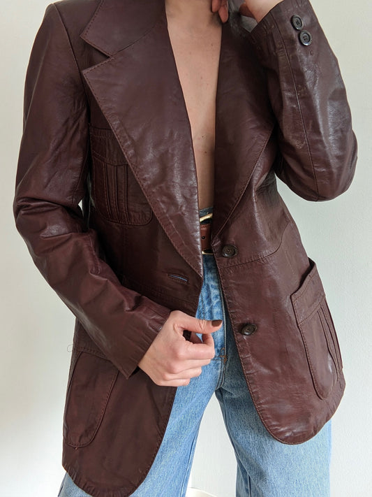 Vintage Burgundy Leather Jacket