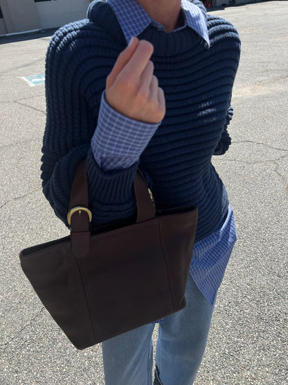 90s Coach Chocolate Leather Buckle Strap Tote