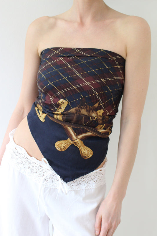 Amazing Vintage Equestrian Silk Scarf