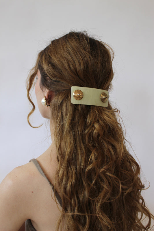 Vintage Cream & Gold Statement Hair Clip