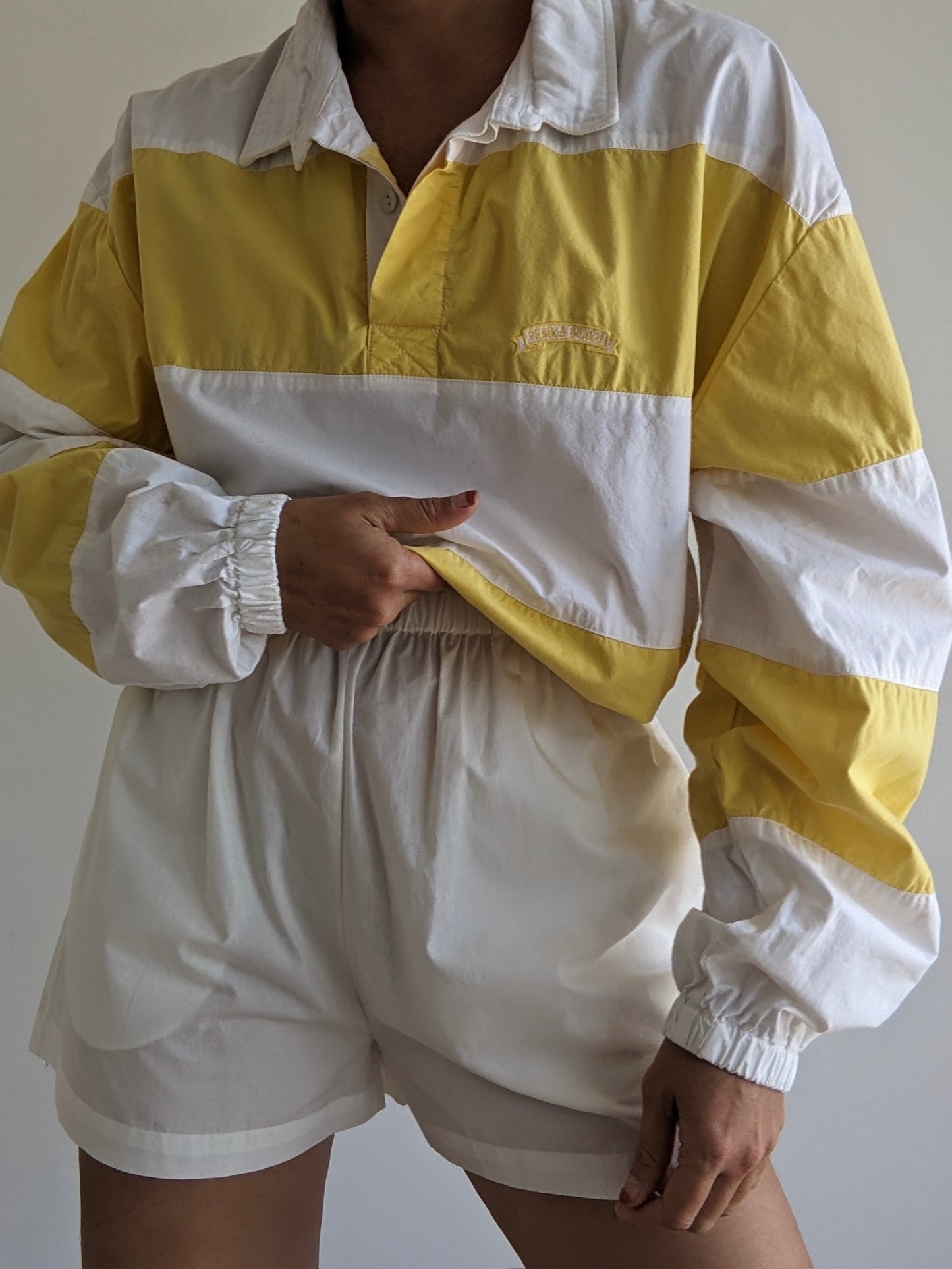 Vintage Lemon Striped Pebble Beach Pullover