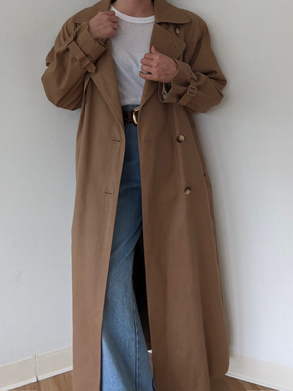 Vintage Mocha Cotton Twill Trench Coat