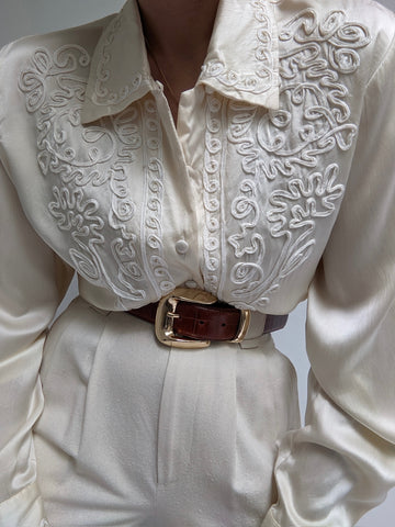 Vintage Embellished Silk Blouse