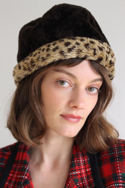 Vintage Animal Print Faux Fur Hat