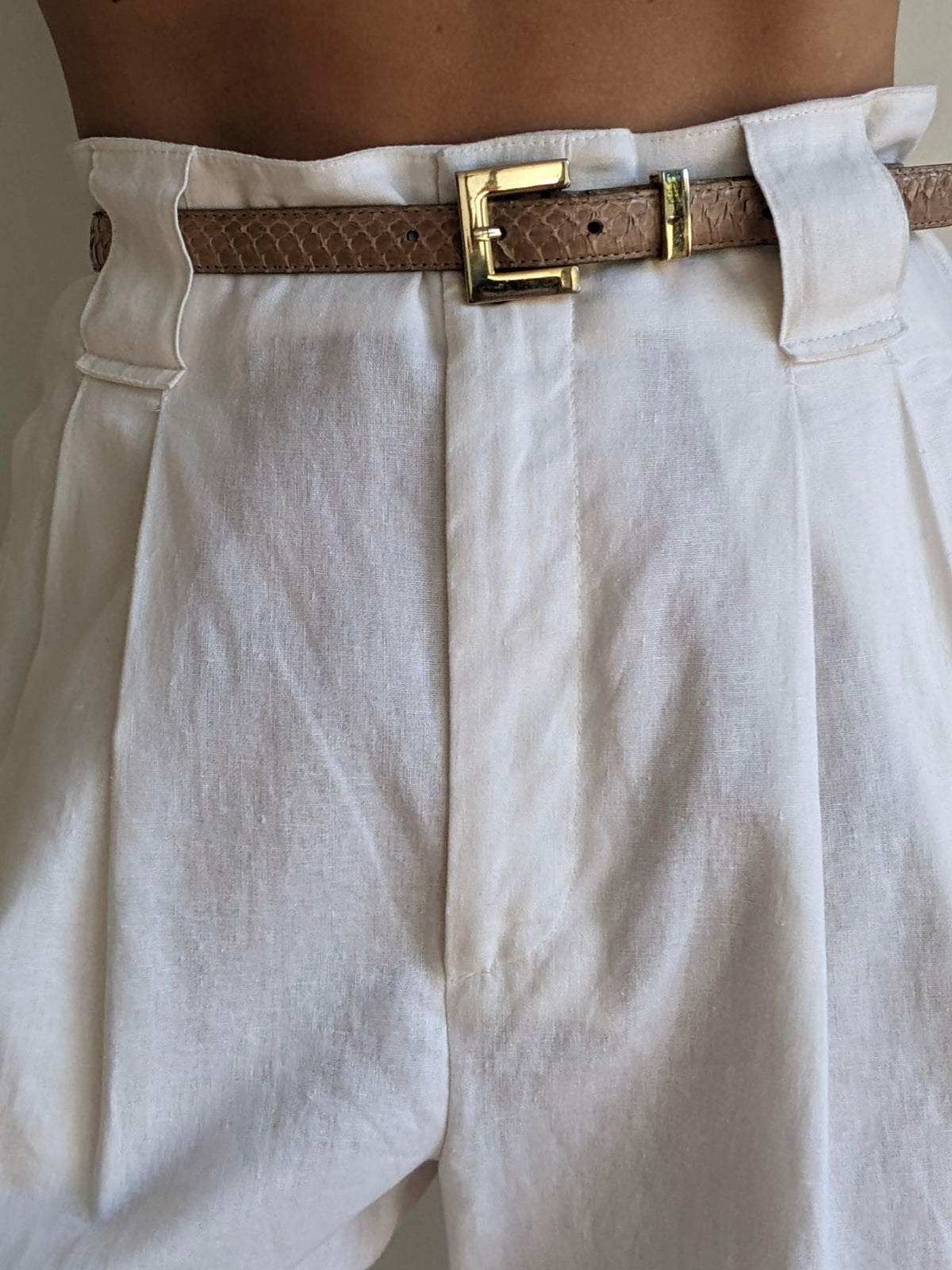 Vintage Latte Genuine Snakeskin Belt