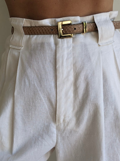 Vintage Latte Genuine Snakeskin Belt