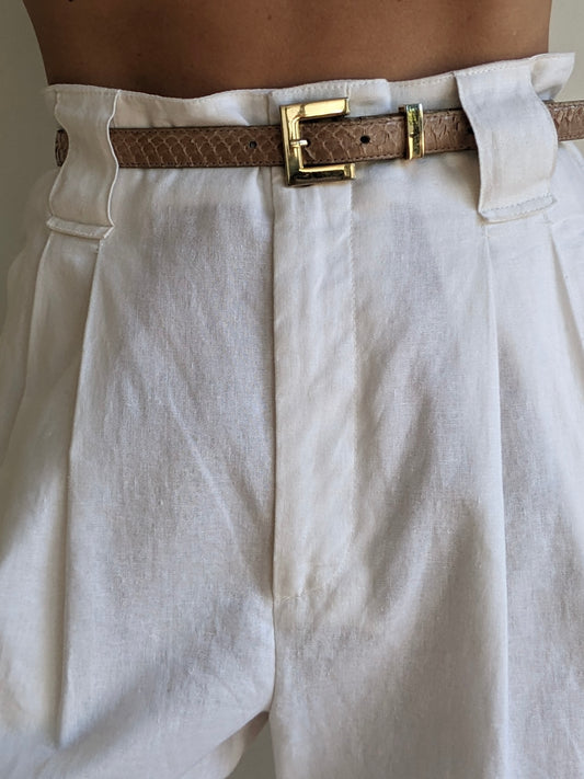 Vintage Latte Genuine Snakeskin Belt