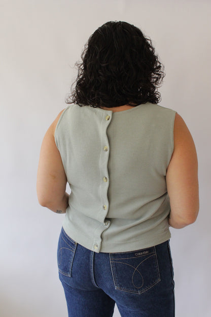 Vintage Stone Blue Woven Sleeveless Top