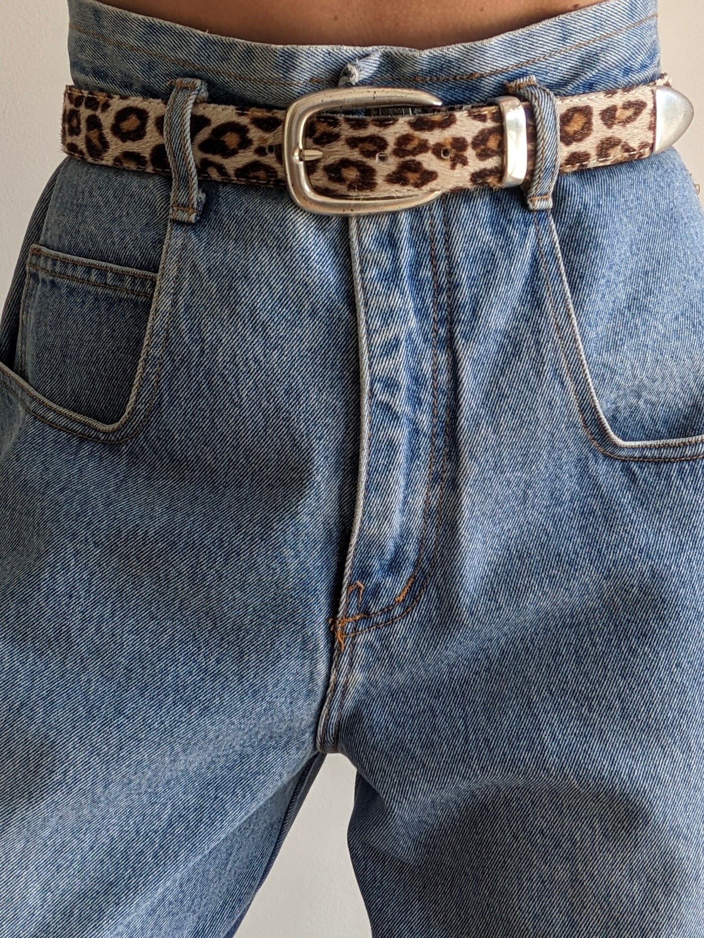 Vintage Printed Calf Hair Leather Belt