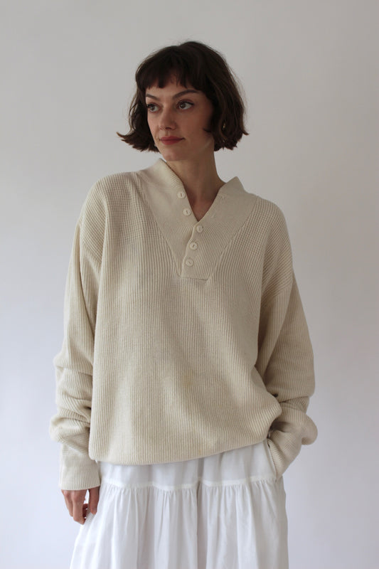 Favorite Vintage Cream Cotton Henley