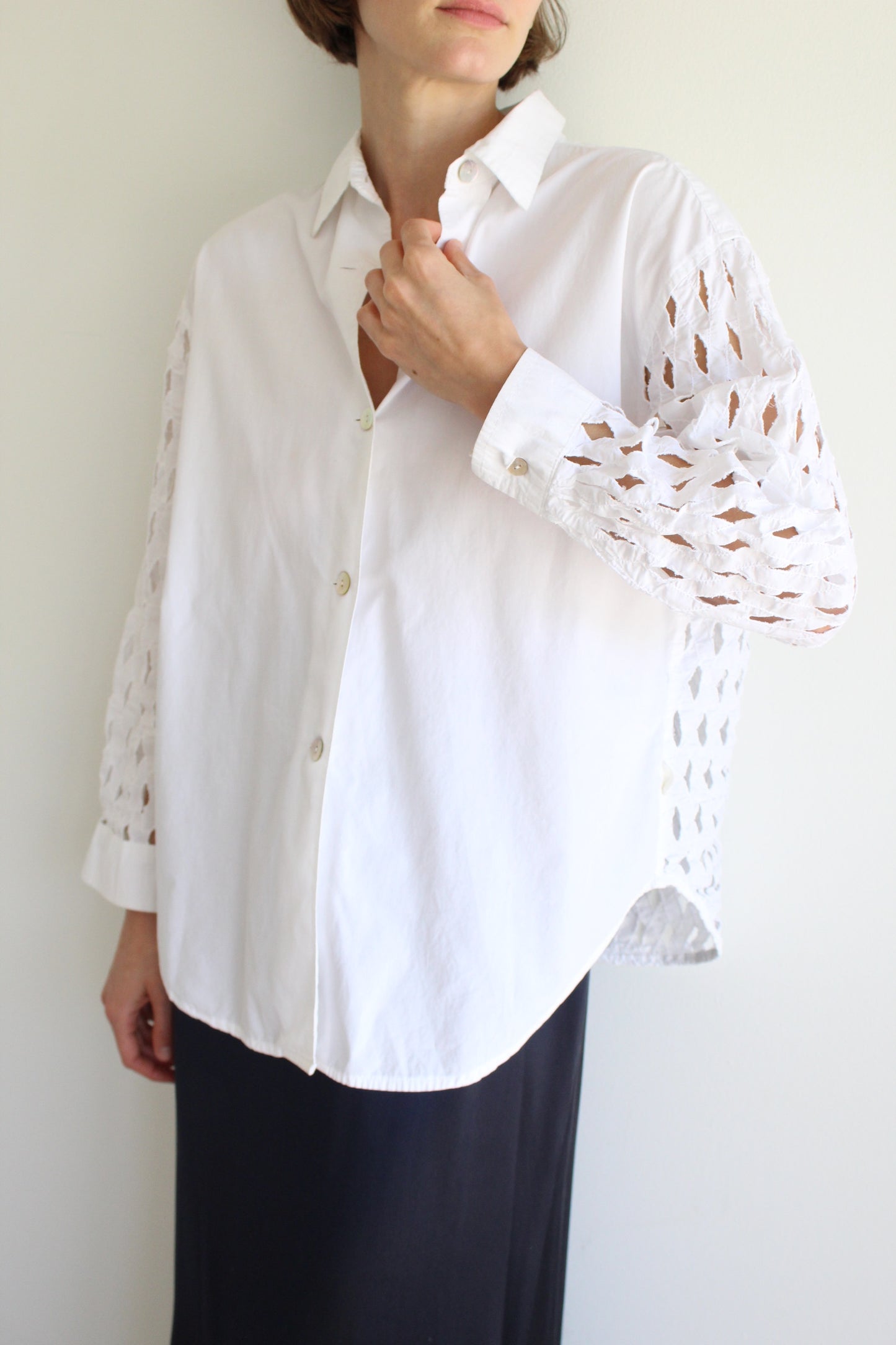 Rare Vintage Lattice Back Button Up