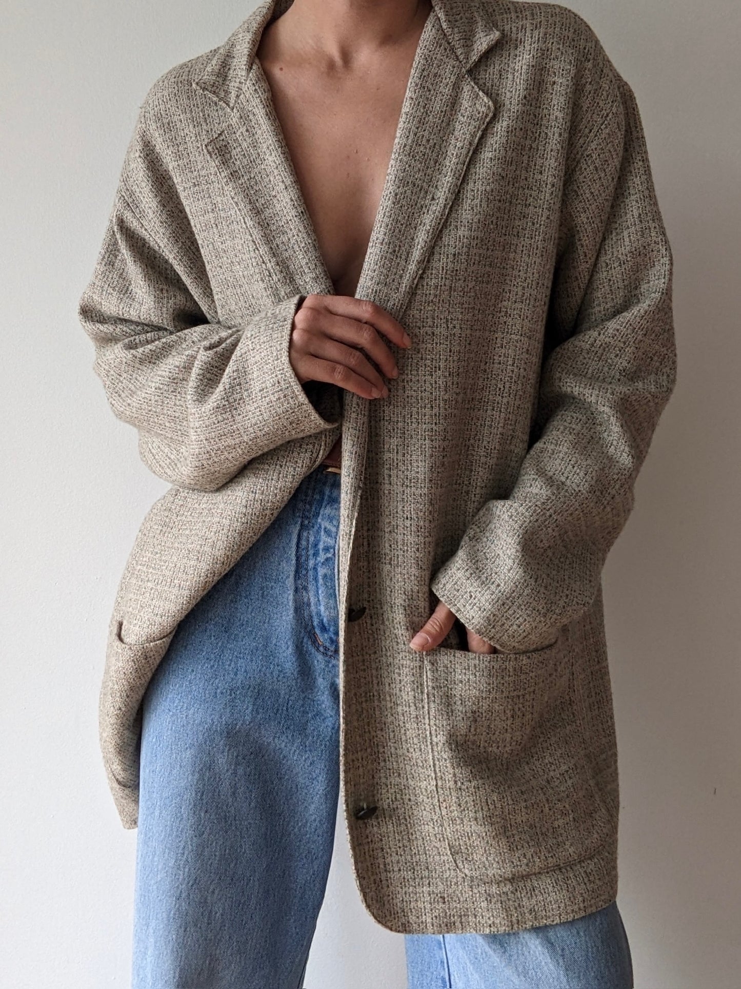 Vintage FLAX Woven Linen & Wool Jacket