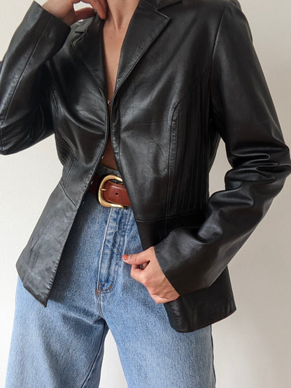 Rare Vintage Caviar Leather Hook-Eye Jacket