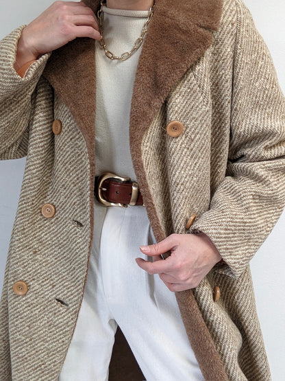 Amazing Vintage Almond Tweed Wool Coat