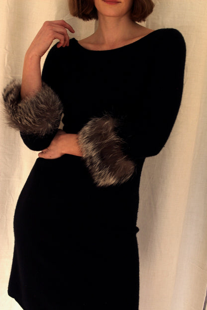 Amazing Vintage Cashmere & Fox Fur Sweater Dress