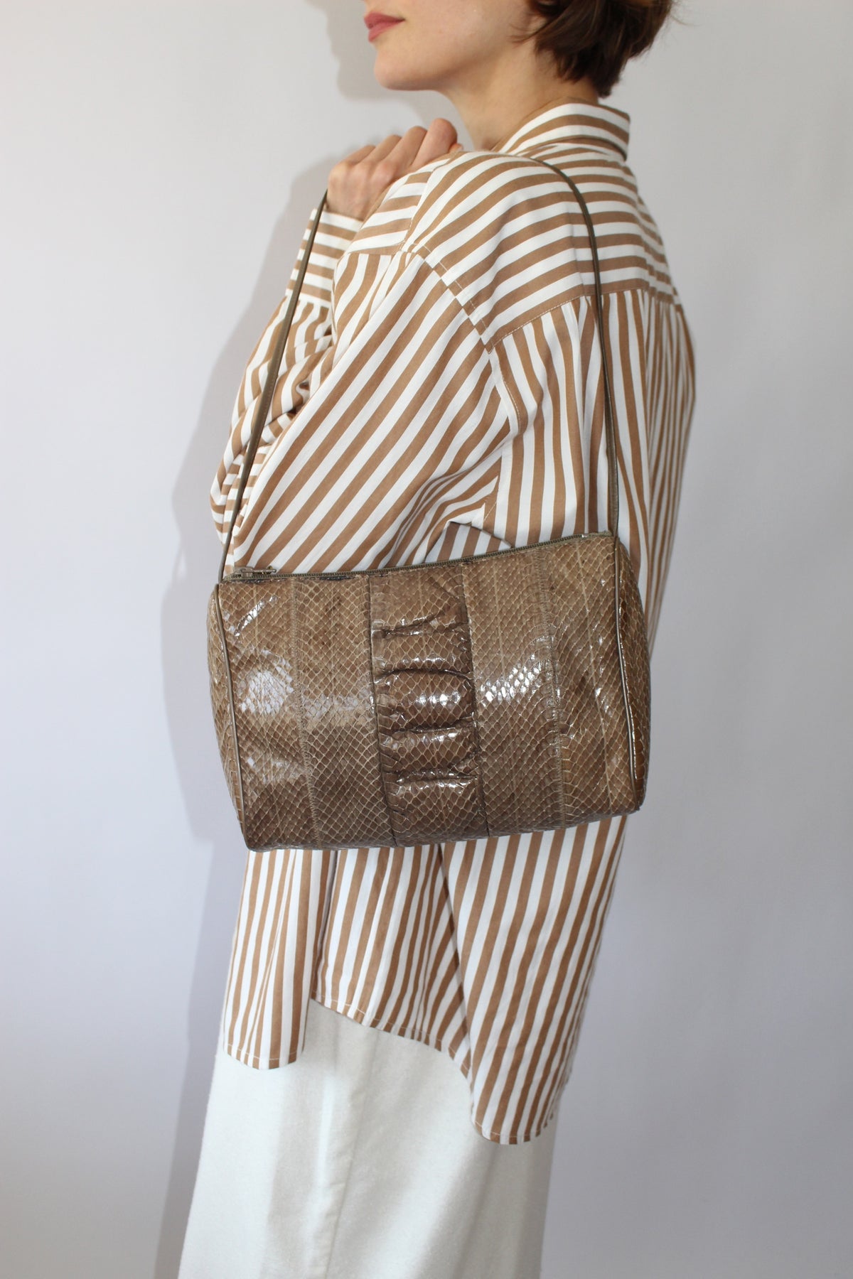 Vintage Taupe Genuine Snakeskin Purse