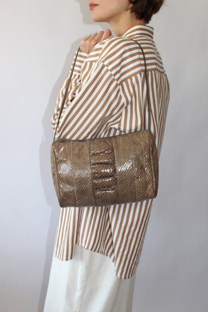Vintage Taupe Genuine Snakeskin Purse