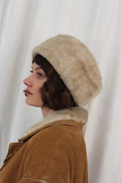 Vintage Oat Faux Fur Hat