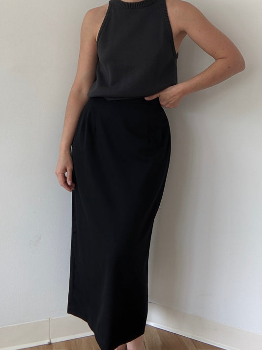 Vintage Onyx Lightweight Wool Twill Skirt