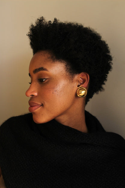 Vintage Gold Framed Dome Earrings