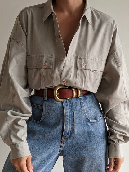 Vintage Slate Grey Pocket Button Down