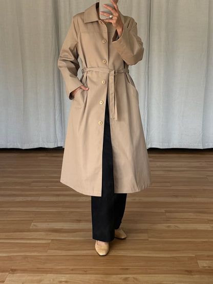 Vintage Belted Khaki Trench Coat
