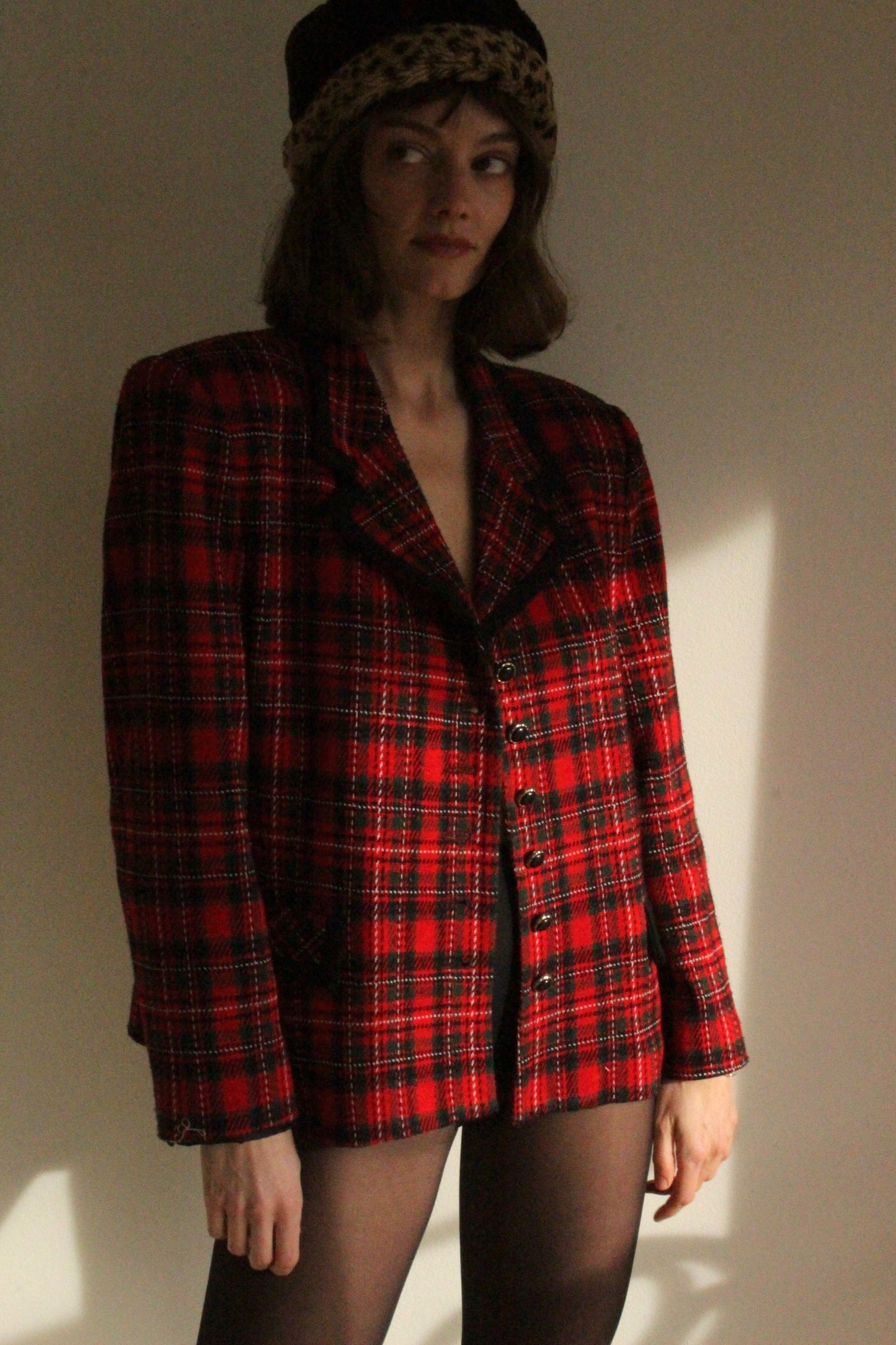Vintage Holly Woven Plaid Blazer