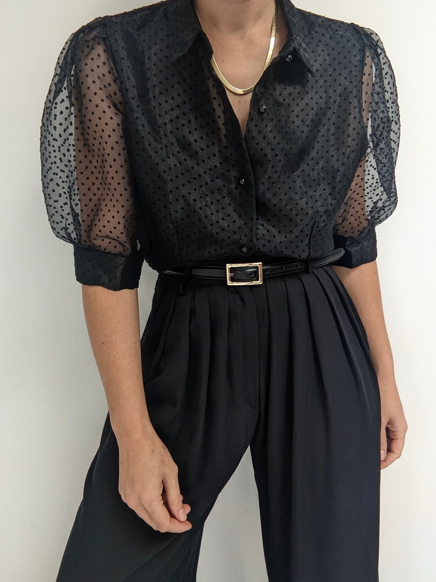 Beautiful Onyx Polka Dot Organza Blouse