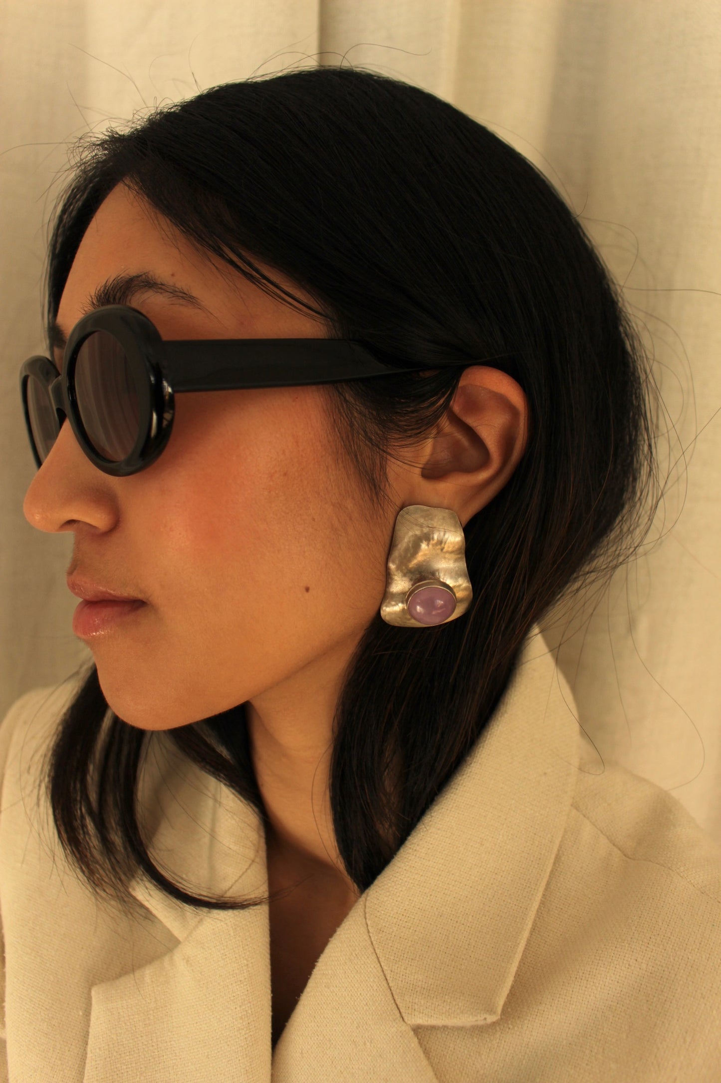 Incredible Vintage Sterling Silver & Amethyst Earrings