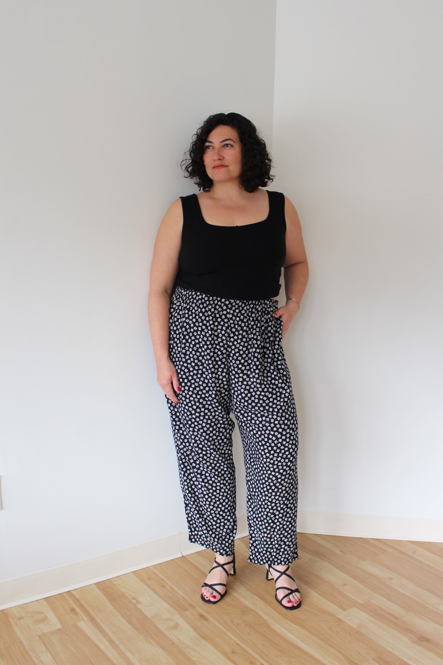 Vintage Geometric-Printed Easy Pants