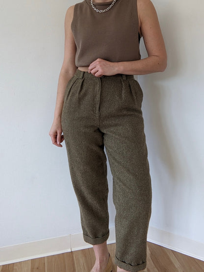 Vintage Wool & Alpaca Herringbone Trousers