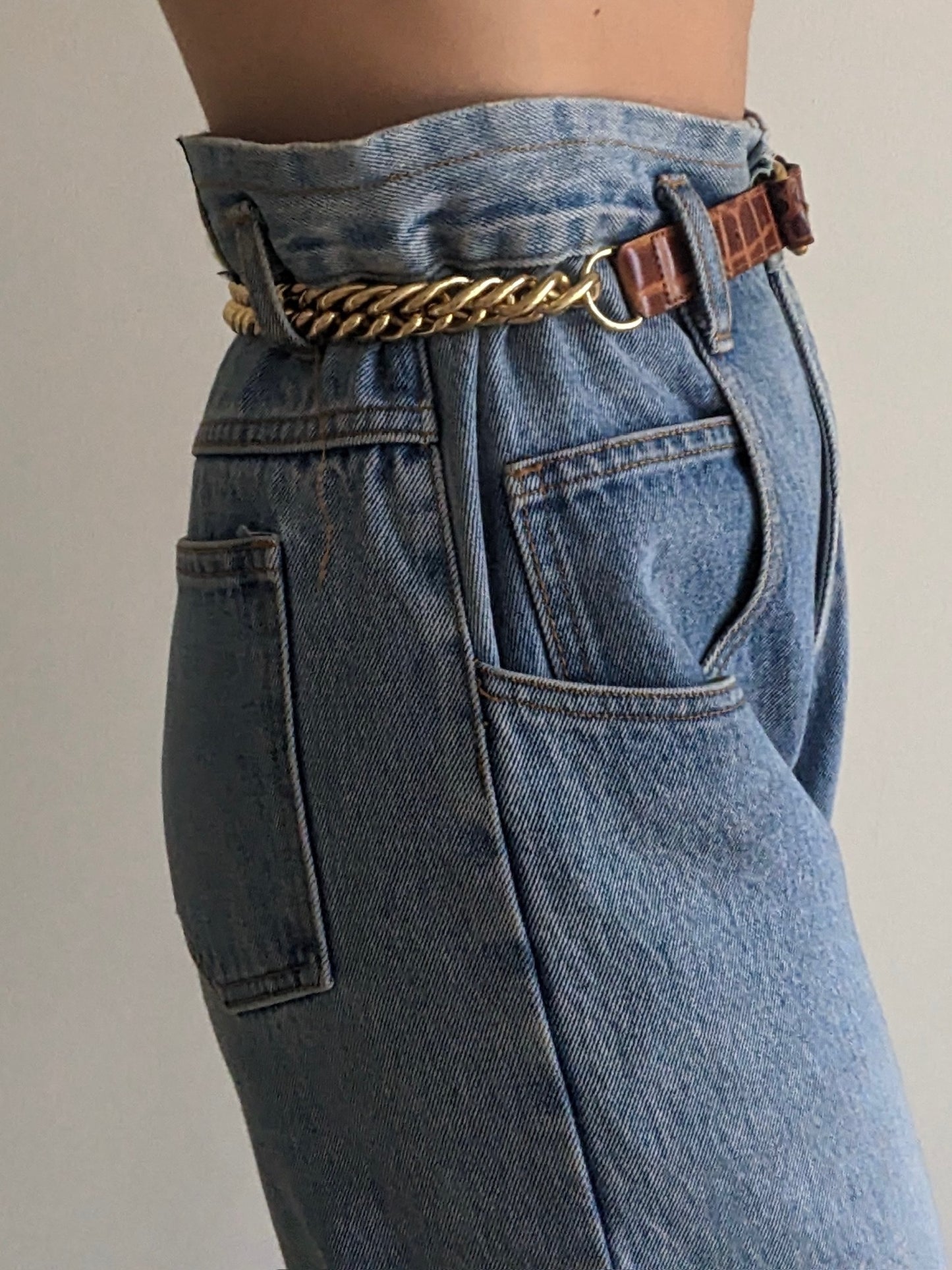 Favorite Vintage Gold Chain & Embossed Leather Belt