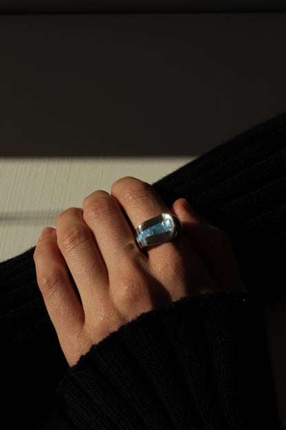 Vintage Sterling Silver & Opal Modernist Ring