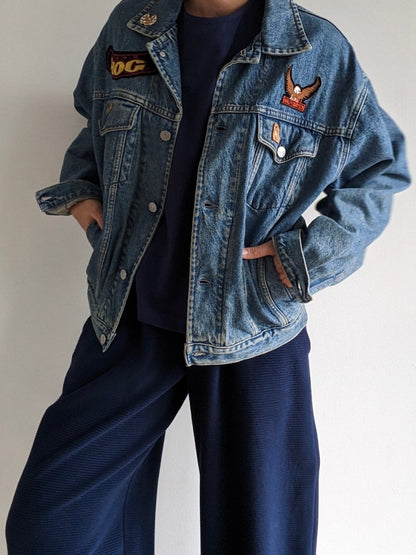 Vintage Harley Davidson Patched Denim Jacket