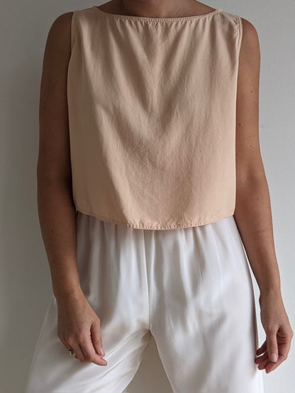 90s Cropped Peach Silk Top