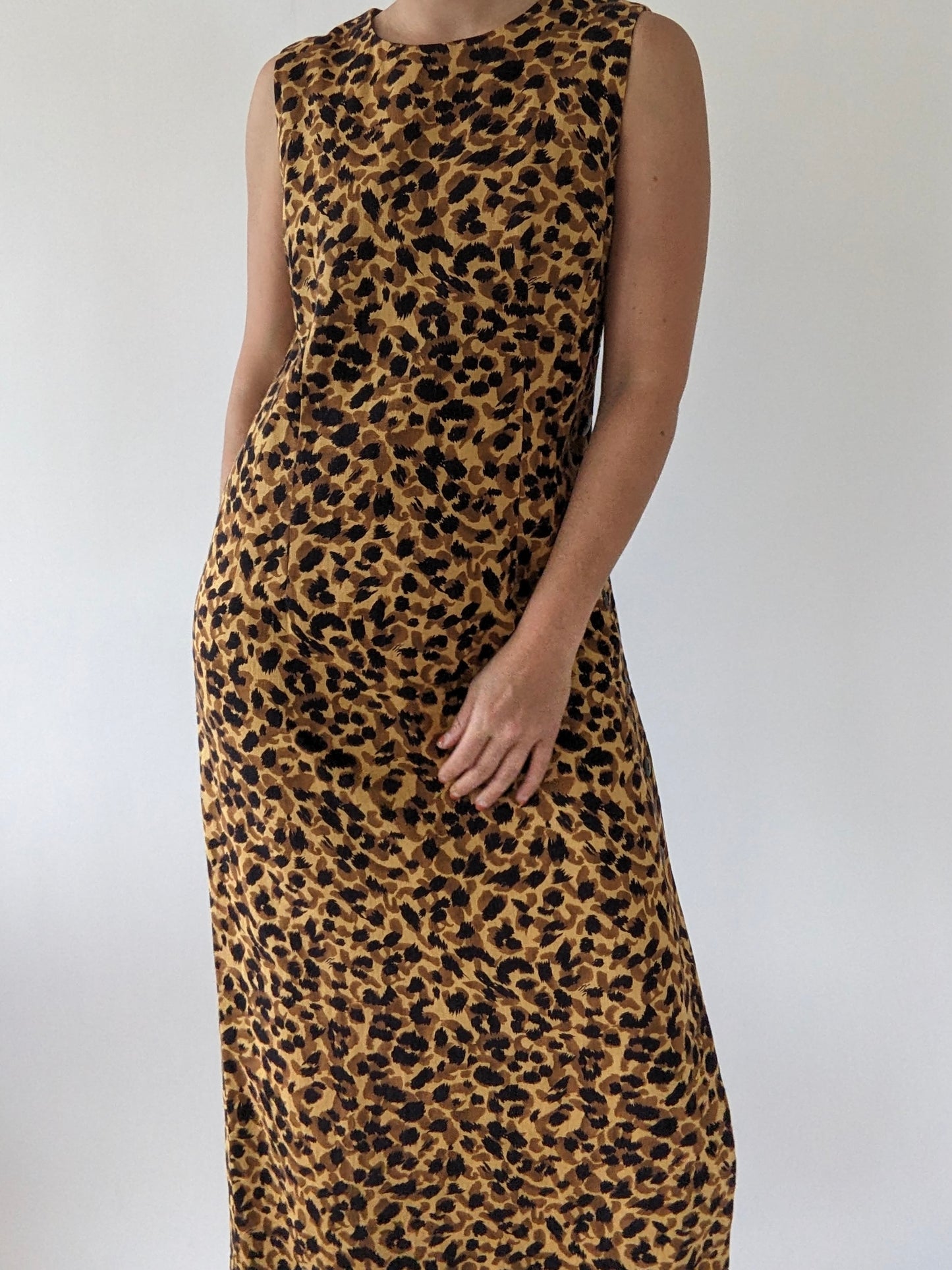 Vintage Bold Print Linen Market Dress