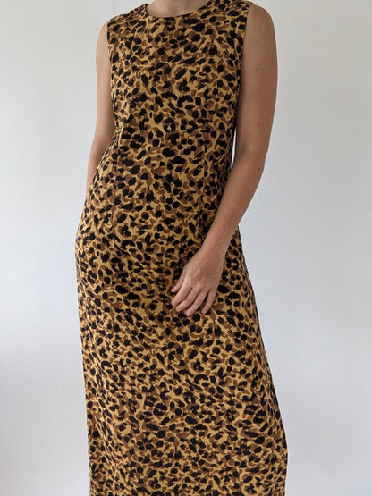Vintage Bold Print Linen Market Dress