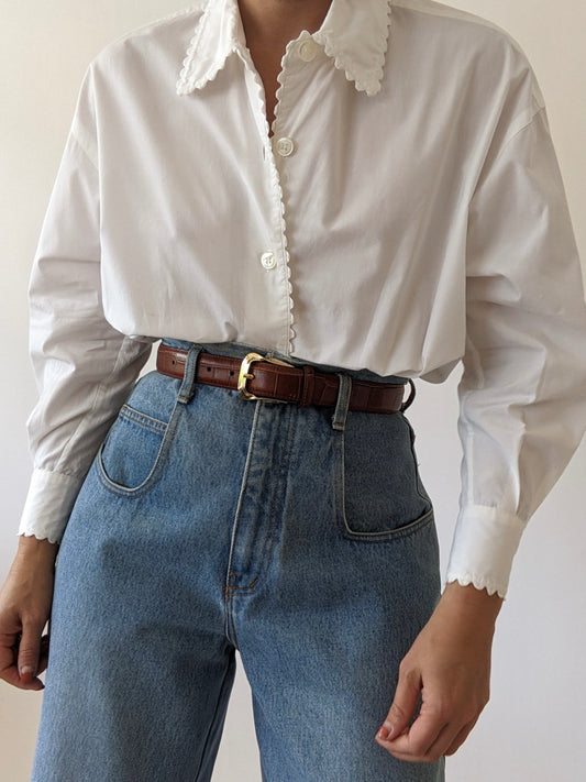 Vintage Emanuel Ungaro Scalloped Cotton Bodysuit
