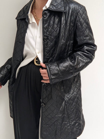 Vintage Ink Quilted Lamb Leather Jacket