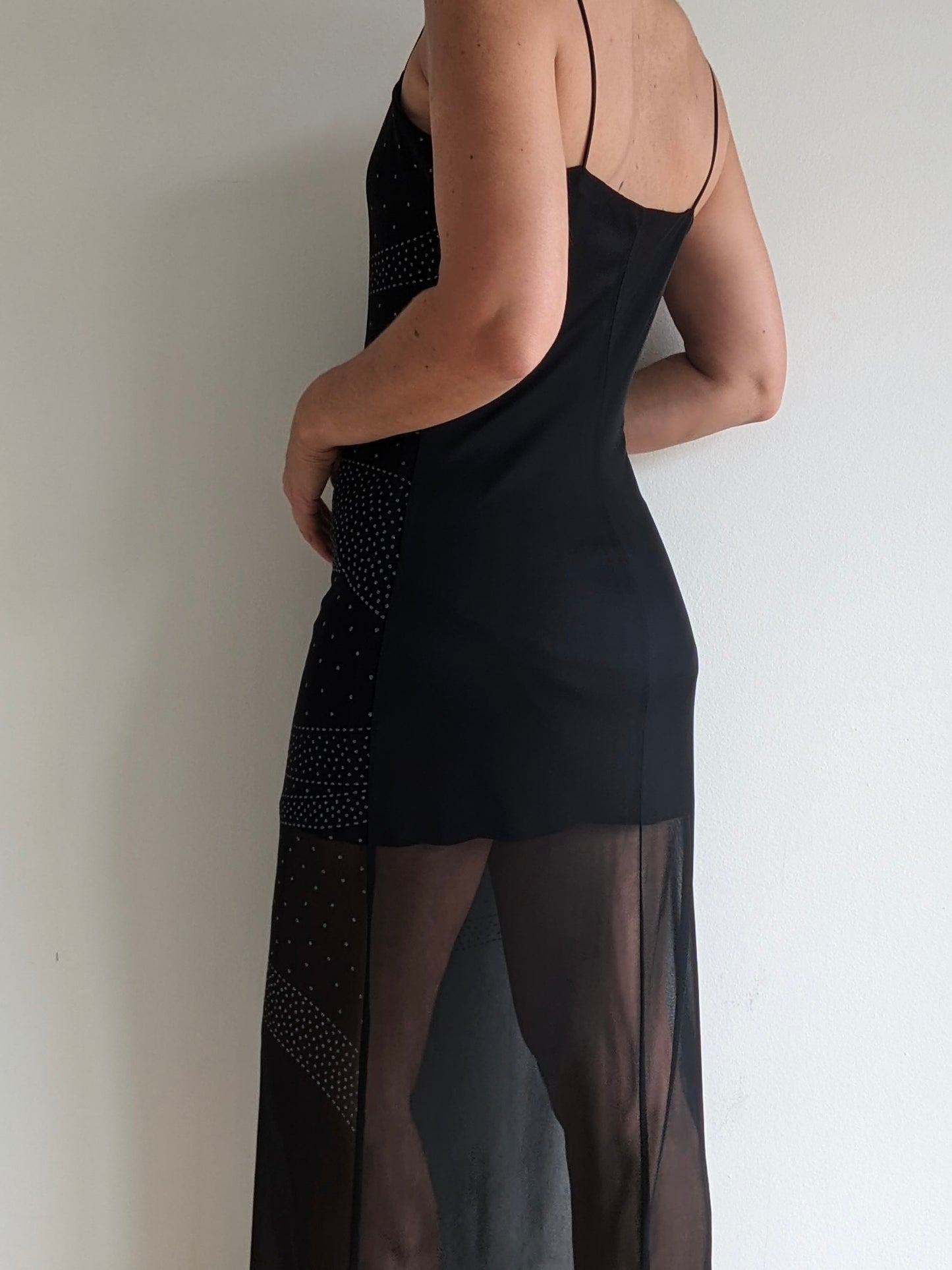 90s Rhinestone Sheer Slip Dress