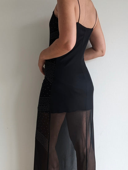 90s Rhinestone Sheer Slip Dress