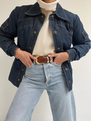 Favorite Vintage Eddie Bauer Denim Puffer Snap Jacket