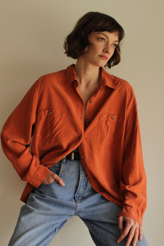 Vintage Terra Cotton Silk Blouse