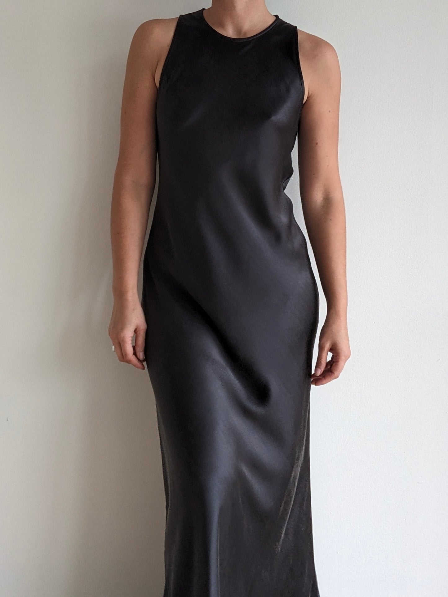 Incredible Vintage DKNY Slate Silk Charmeuse Dress