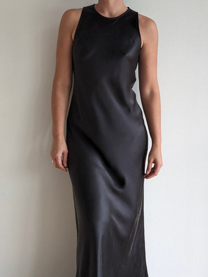 Incredible Vintage DKNY Slate Silk Charmeuse Dress
