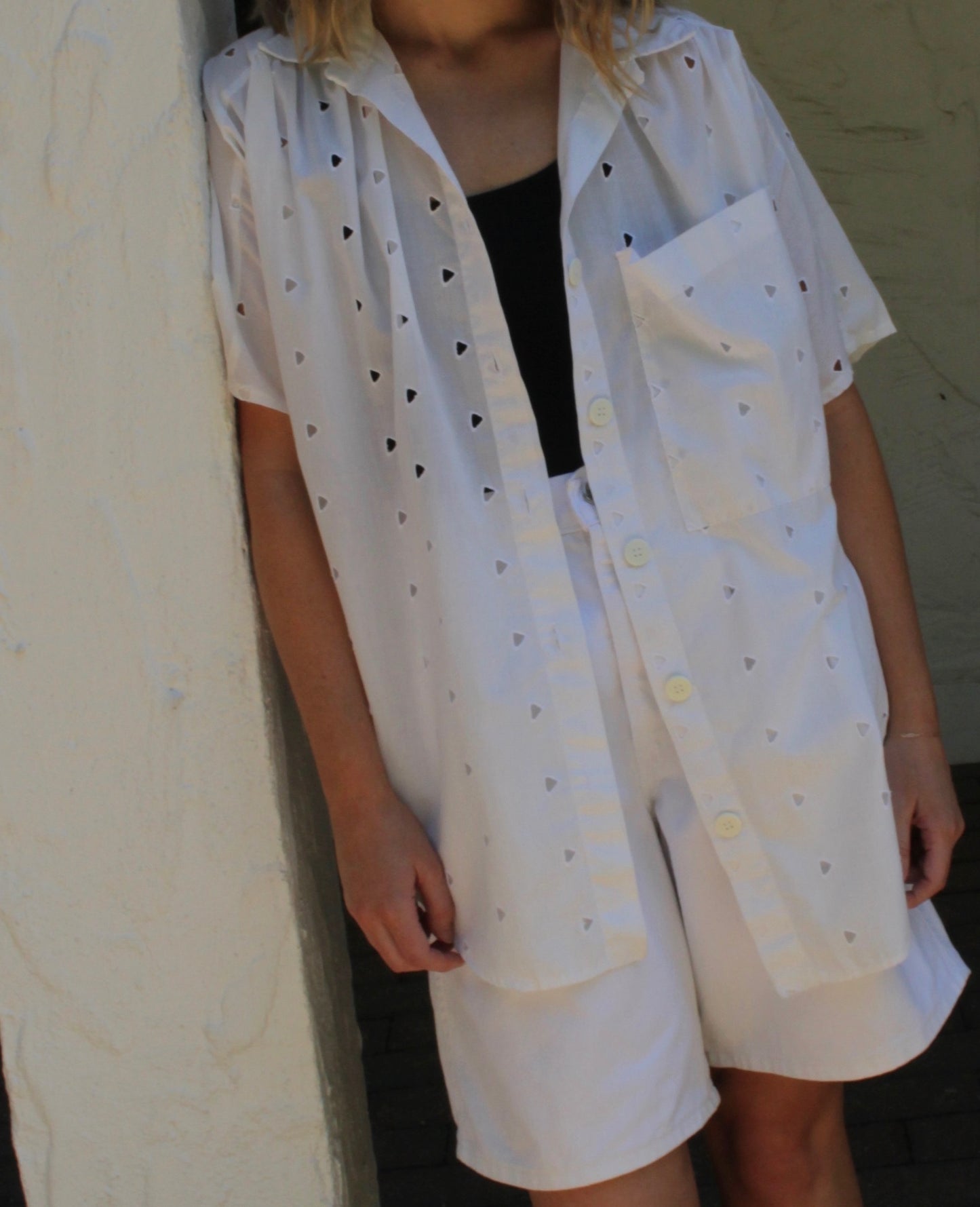 Vintage Lightweight Eyelet Button Up